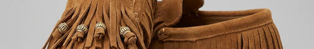 Mocassin daim femme à franges style bohème décontracté - Vue 3 - Mocassin
