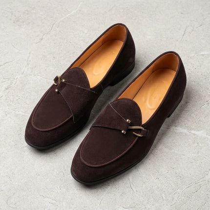 Mocassin daim homme luxe à boucle élégant - Vue 2 - Mocassin