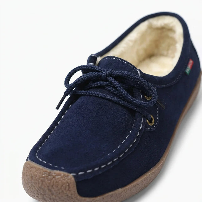 Mocassin daim lacets femme confort hiver - Vue 3 - Mocassin