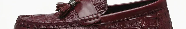 Mocassin homme cuir véritable effet croco à glands - Vue 1 - Mocassin