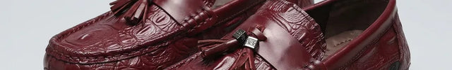 Mocassin homme cuir véritable effet croco à glands - Vue 3 - Mocassin