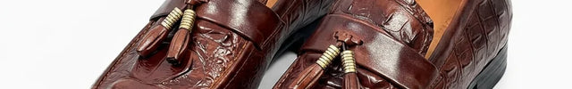 Mocassin homme élégant à glands effet croco - Vue 1 - Mocassin