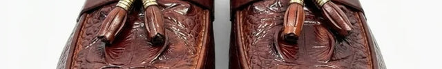 Mocassin homme élégant à glands effet croco - Vue 3 - Mocassin
