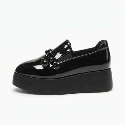 Mocassin plateforme cuir femme chaîne métallique - Vue 1 - Mocassin