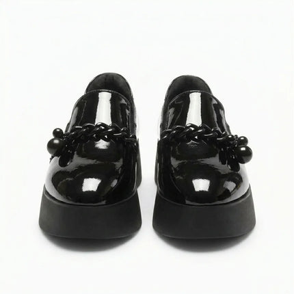 Mocassin plateforme cuir femme chaîne métallique - Vue 1 - Mocassin