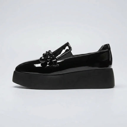 Mocassin plateforme cuir femme chaîne métallique - Vue 2 - Mocassin
