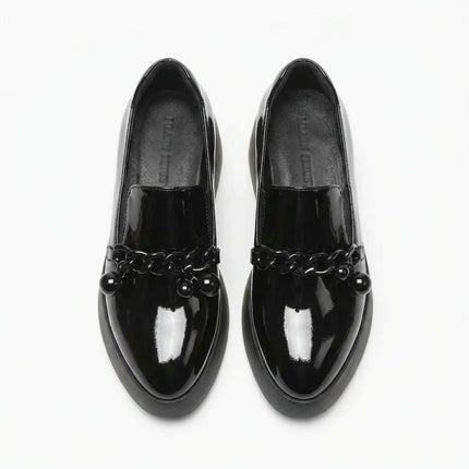 Mocassin plateforme cuir femme chaîne métallique - Vue 4 - Mocassin