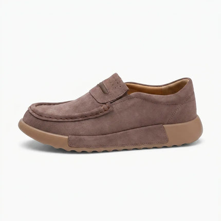 Mocassin plateforme cuir fendu aspect daim femme - Vue 1 - Mocassin