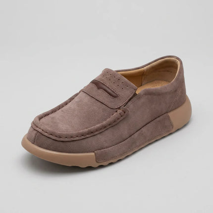 Mocassin plateforme cuir fendu aspect daim femme - Vue 2 - Mocassin