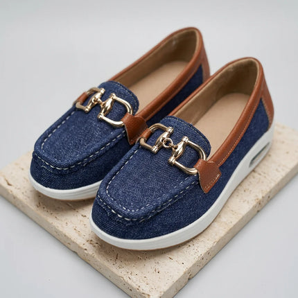 Mocassin toile femme ballerine boucle fine - Vue 3 - Mocassin